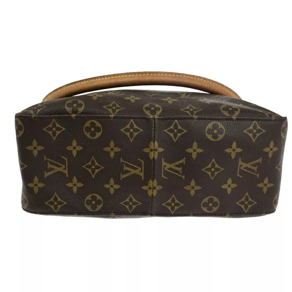 LOUIS VUITTON Logo Looping GM Shoulder Bag Monogram Leather Brown - Picture 11 of 16